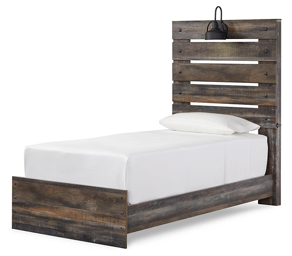 Drystan Twin Panel Bed with Mirrored Dresser and 2 Nightstands