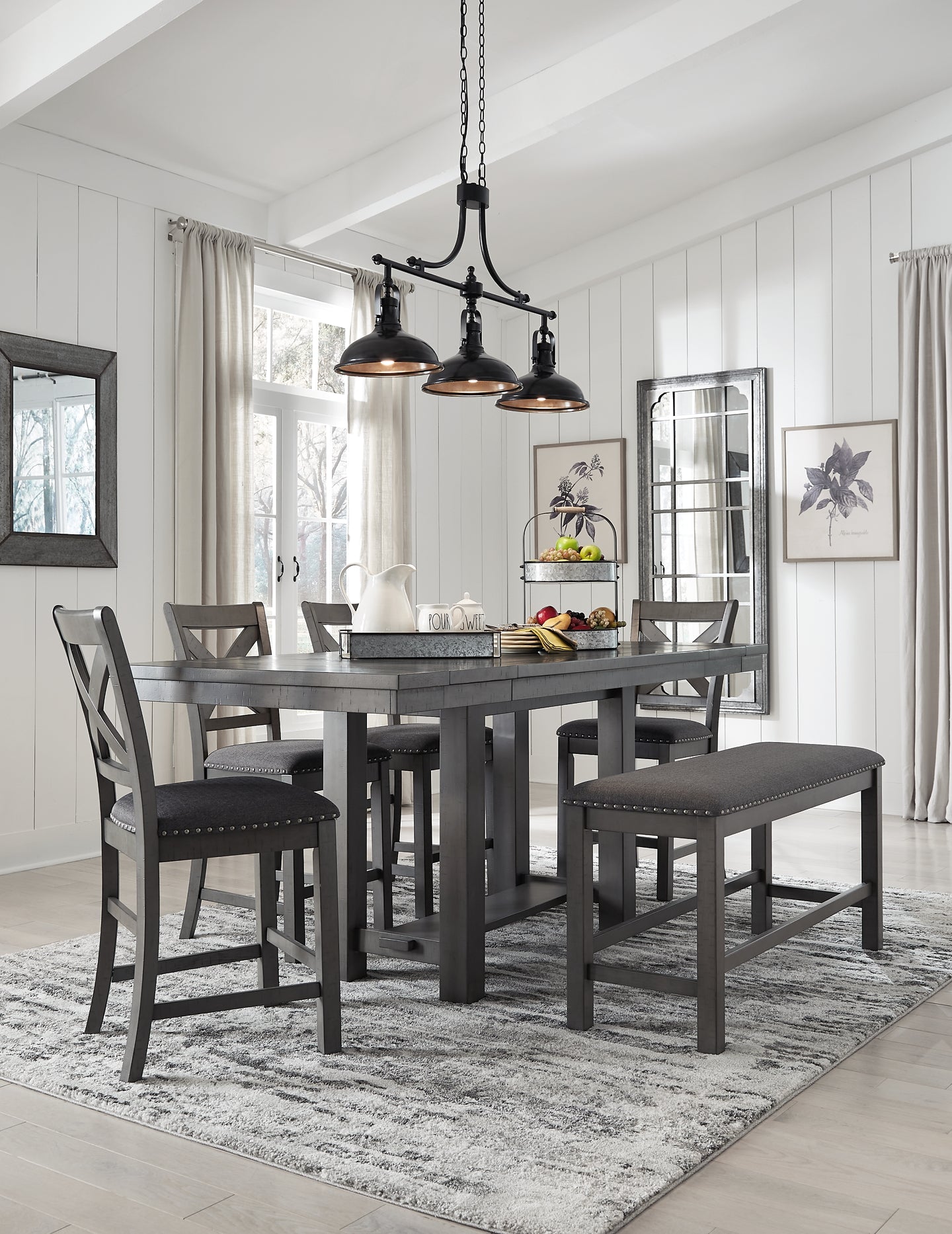 Myshanna Counter Height Dining Table and 4 Barstools and Bench